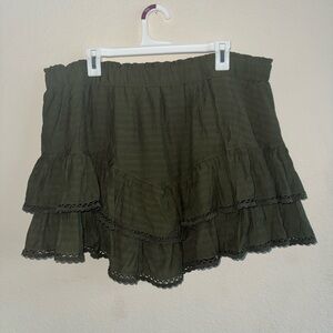 Green Ruffled Mini Skirt